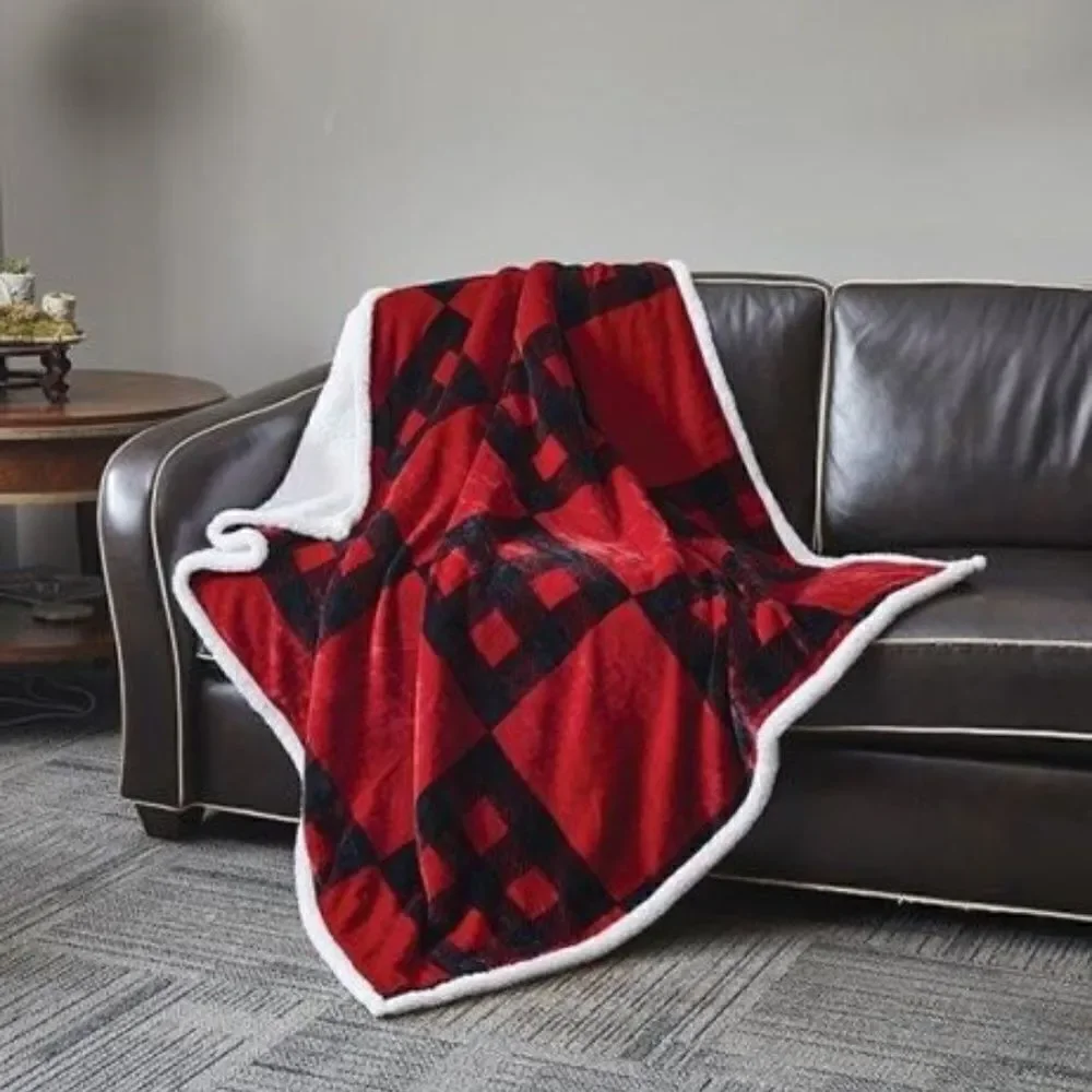 Buffalo Plaid Soft and Plush Sherpa Blanket Throw